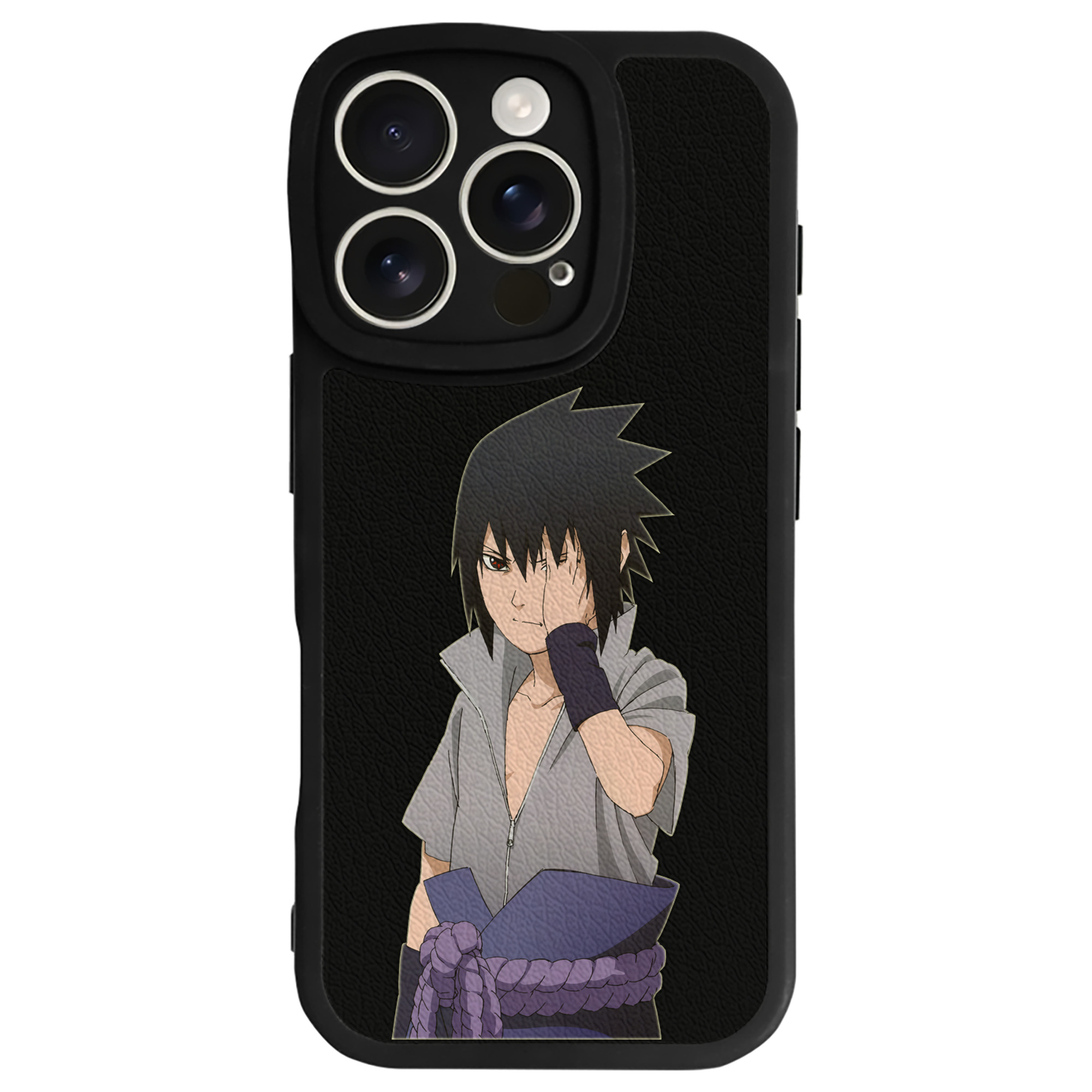 （画像用） NARUTO -ナルト- うちは サスケ Uchiha Sasuke 【iPhone 16シリーズ対応】シリコンスマホケース（レザー調） 材質：シリコン